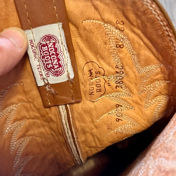 *Nocona | Vintage Men’s Leather Western Cowboy Boots Tan/brown 38068 Size 8.5 EE - Picture 10 of 13